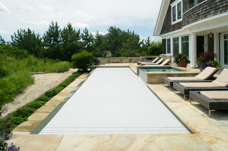 Covertech Grando Luxury Ocean Front free form  Pool Cover trackless no pumps energy efficient environment safe child safe Connetticut California Florida Mexico